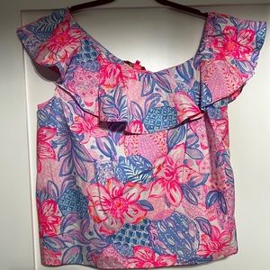 Lilly Pulitzer Zeldie one shoulder ruffle top